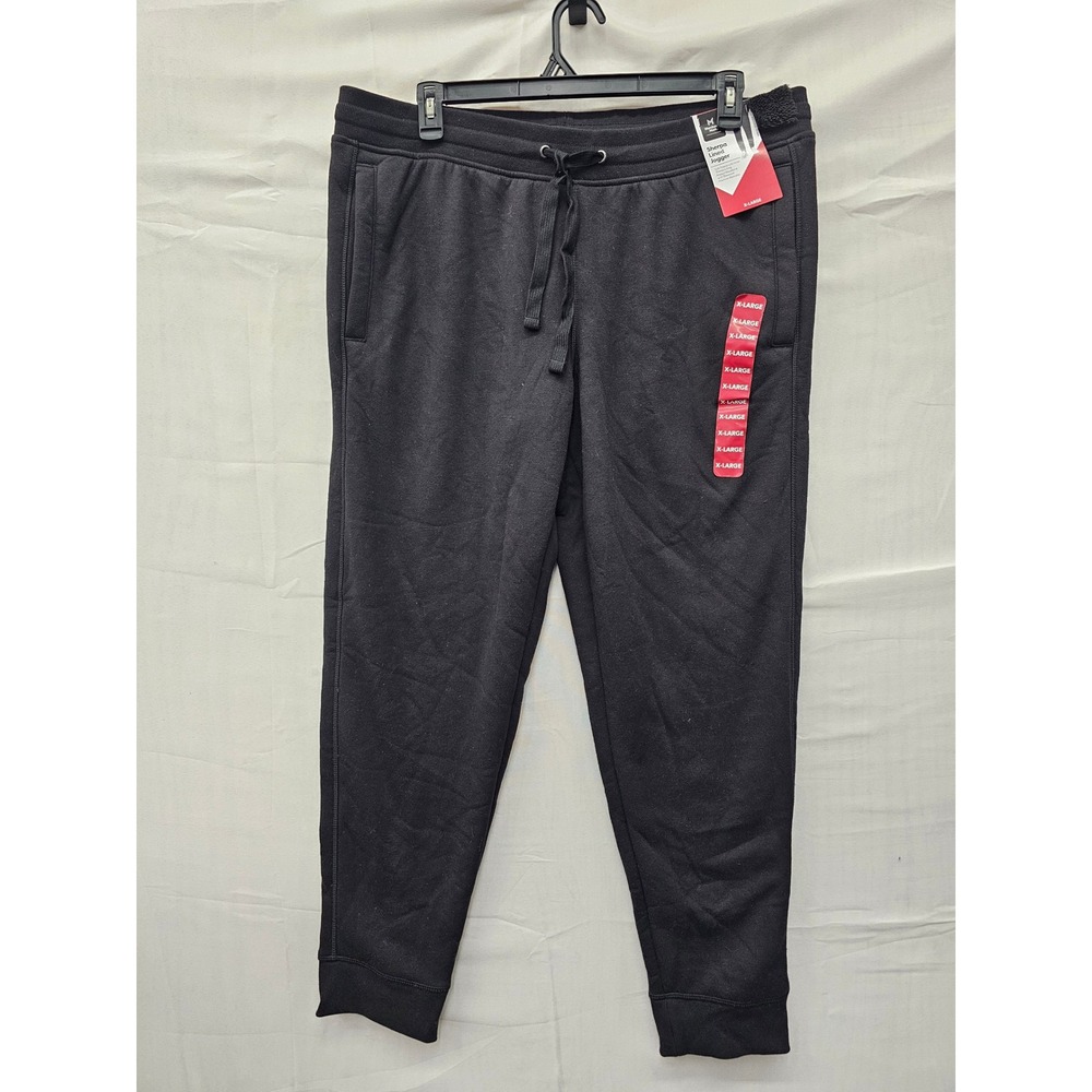 Members Mark Mens Sherpa Lined Fleece Joggers Black Poly Blend Size XL